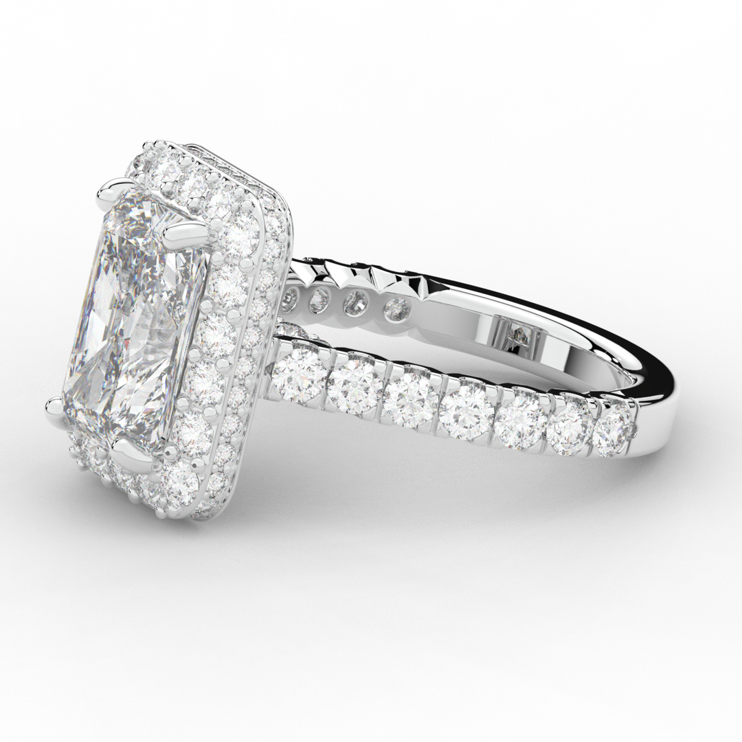 4.50CT.TW RADIANT LAB DIAMOND HALO ENGAGEMENT RING