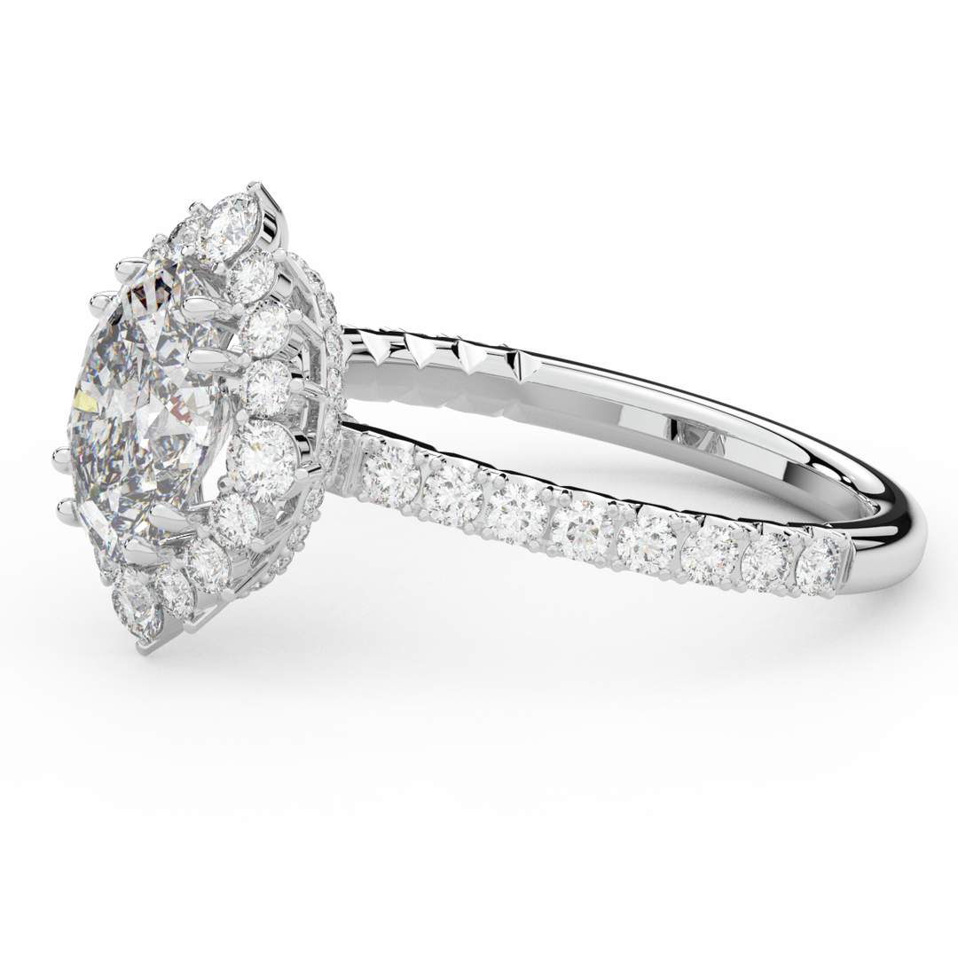 2.80CT.TW OVAL LAB DIAMOND HALO ENGAGEMENT RING