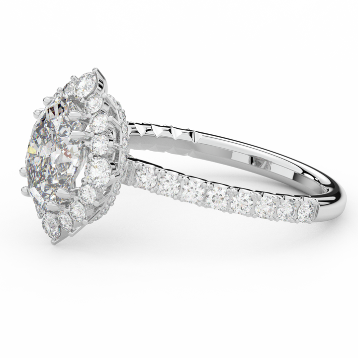 2.80CT.TW OVAL LAB DIAMOND HALO ENGAGEMENT RING