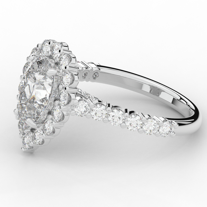 3.10CT.TW PEAR LAB DIAMOND HALO ENGAGEMENT RING