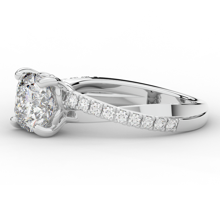 2.20CT.TW CUSHION LAB DIAMOND TWISTBAND ENGAGEMENT RING