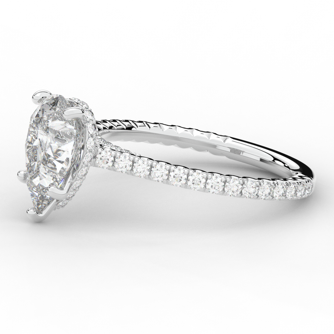 2.50CT.TW PEAR LAB DIAMOND UNDERHALO SOLITAIRE ENGAGEMENT RING