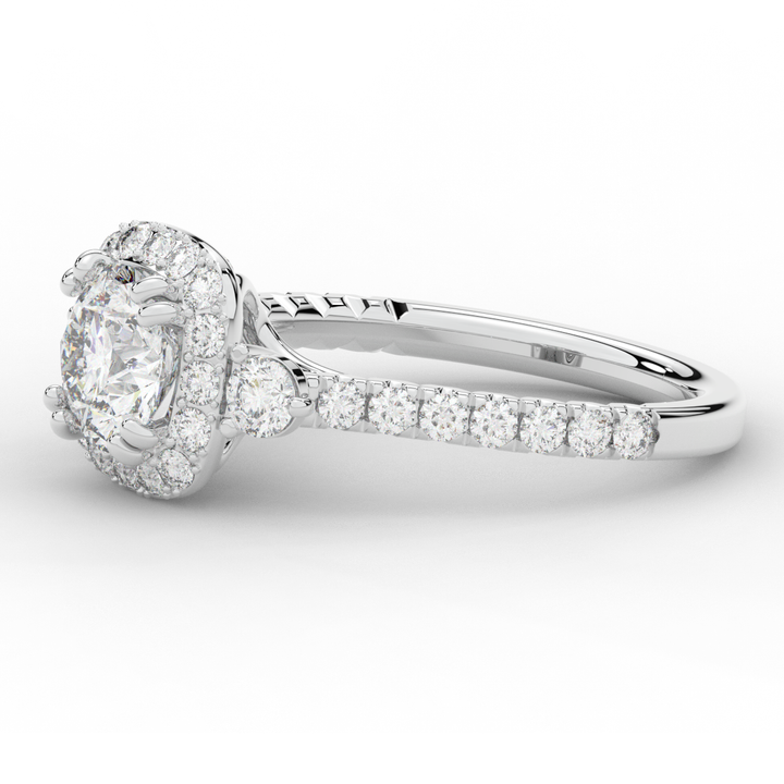 1.75CT.TW ROUND LAB DIAMOND HALO ENGAGEMENT RING