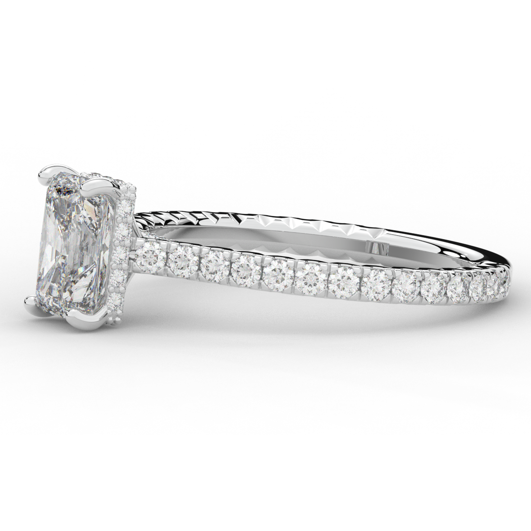 2.10CT.TW RADIANT LAB DIAMOND UNDERHALO SOLITAIRE ENGAGEMENT RING