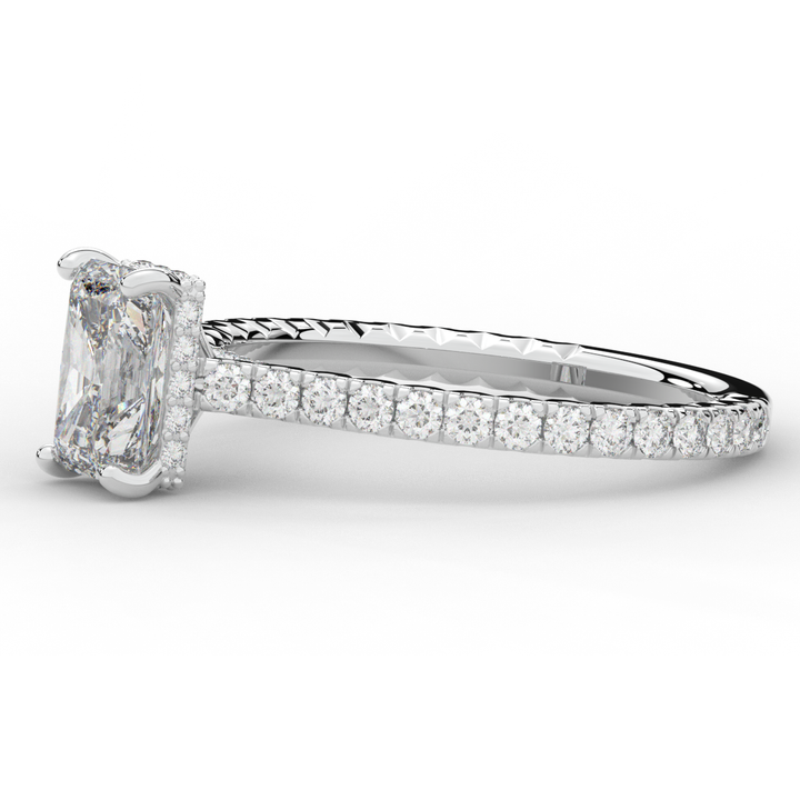 2.10CT.TW RADIANT LAB DIAMOND UNDERHALO SOLITAIRE ENGAGEMENT RING