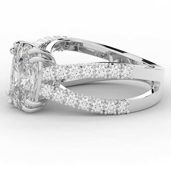 3.75CT.TW CUSHION LAB DIAMOND SPLIT BAND ENGAGEMENT RING