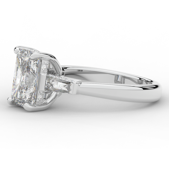 3.45CT.TW RADIANT LAB DIAMOND 3 STONE ENGAGEMENT RING