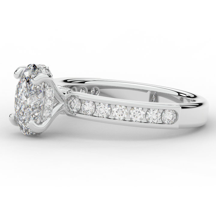 1.95CT.TW OVAL LAB DIAMOND UNDERHALO ENGAGEMENT RING