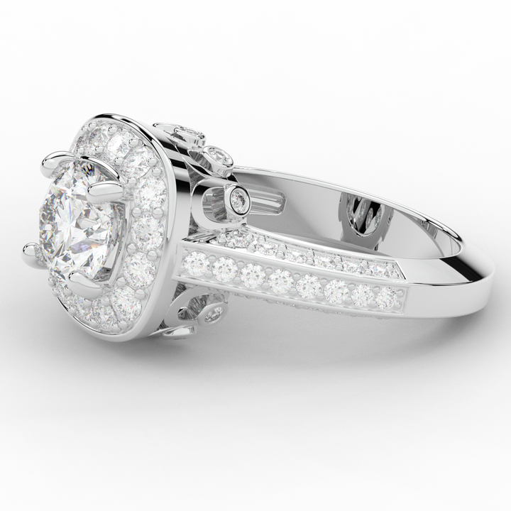 1.50CT.TW ROUND LAB DIAMOND HALO ENGAGEMENT RING