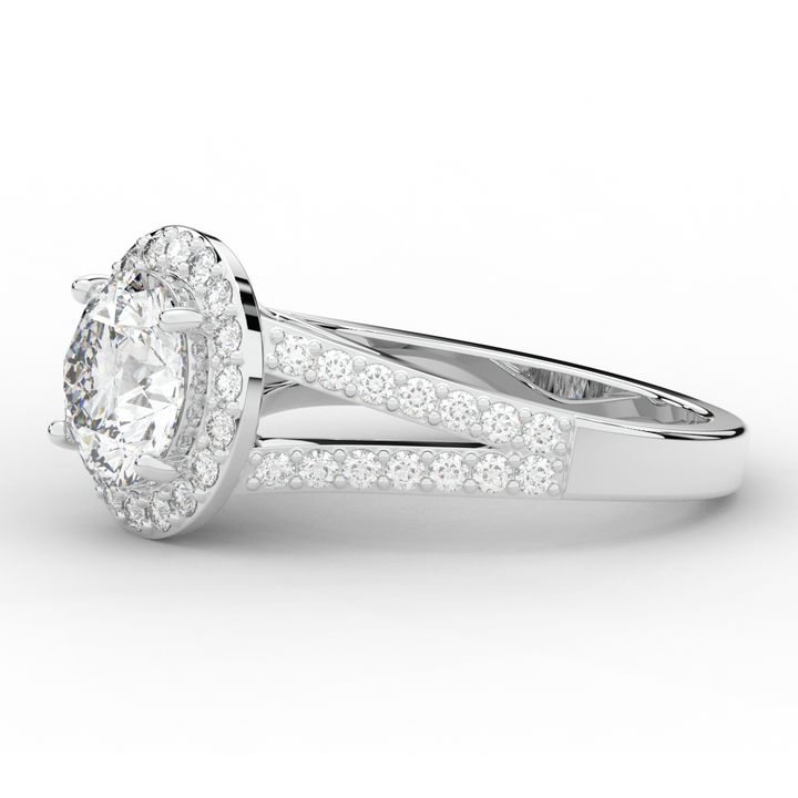 2.50CT.TW ROUND LAB DIAMOND SPLIT SHANK HALO ENGAGEMENT RING - Nazarelle