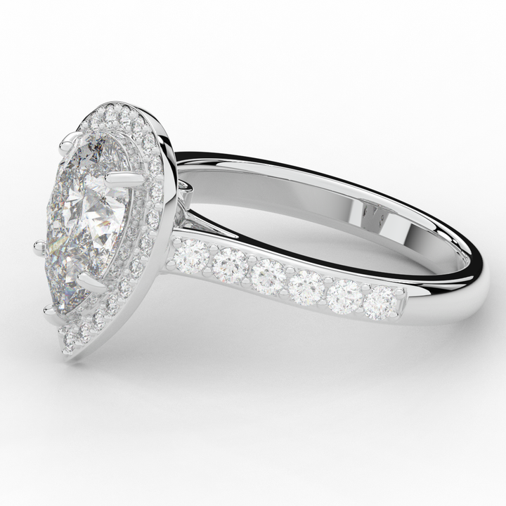 2.50CT.TW PEAR LAB DIAMOND HALO ENGAGEMENT RING