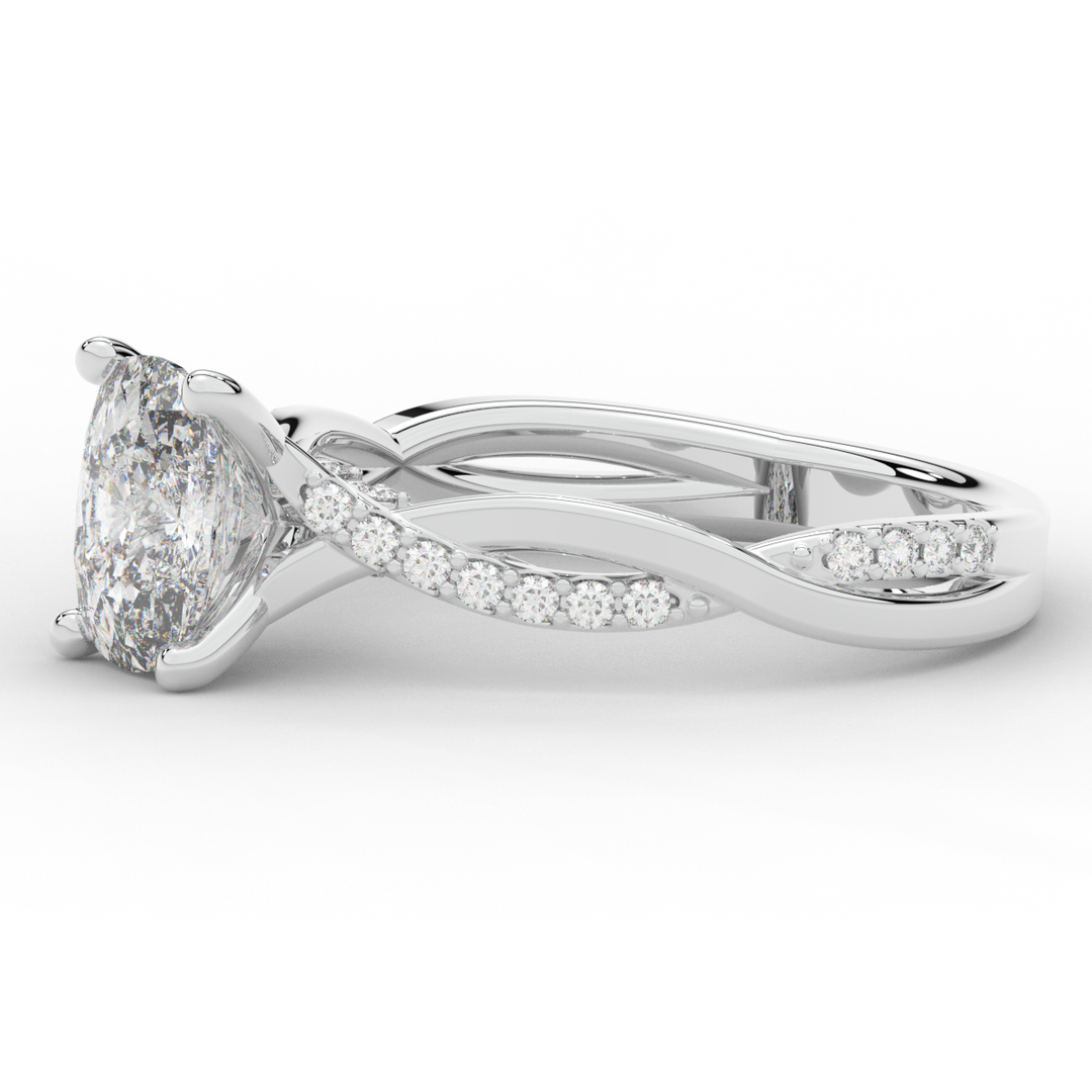 1.70CT.TW CUSHION LAB DIAMOND TWIST BAND ENGAGEMENT RING