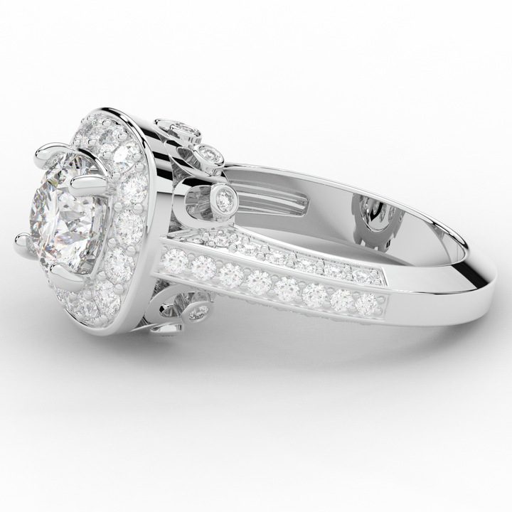 1.50CT.TW ROUND LAB DIAMOND HALO ENGAGEMENT RING