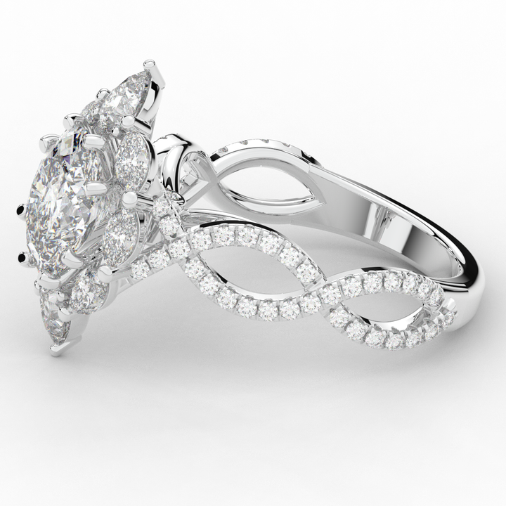 3.00CT.TW OVAL LAB DIAMOND HALO ENGAGEMENT RING