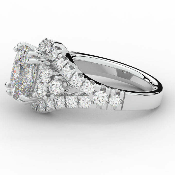 3.10CT.TW CUSHION LAB DIAMOND HALO ENGAGEMENT RING