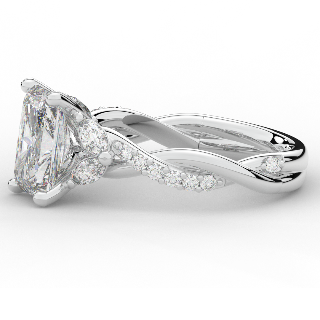 2.40CT.TW RADIANT LAB DIAMOND TWIST BAND ENGAGEMENT RING