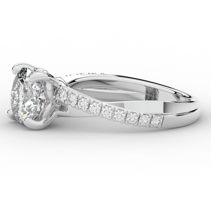 2.20CT.TW CUSHION LAB DIAMOND TWISTBAND ENGAGEMENT RING