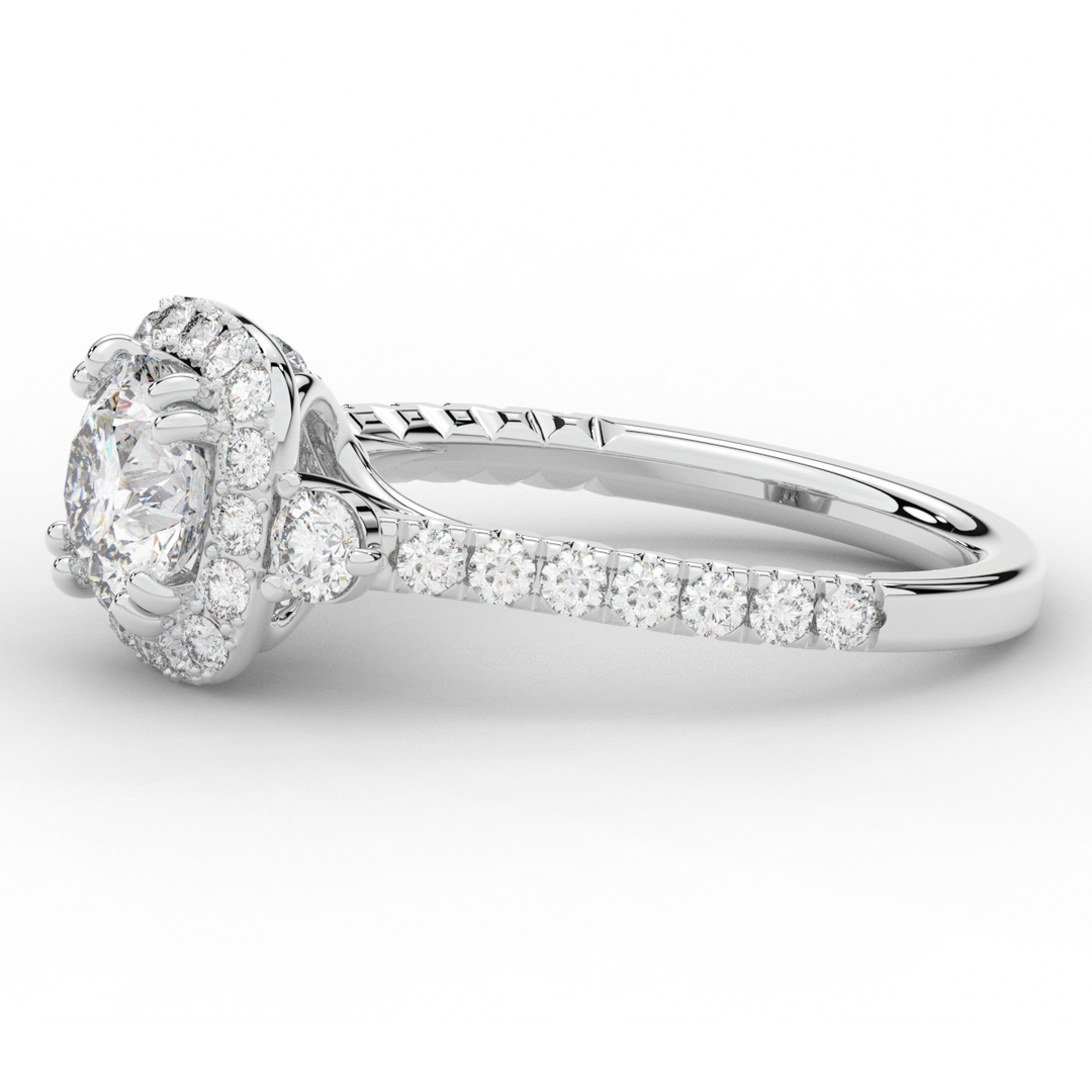 1.75CT.TW ROUND LAB DIAMOND HALO ENGAGEMENT RING