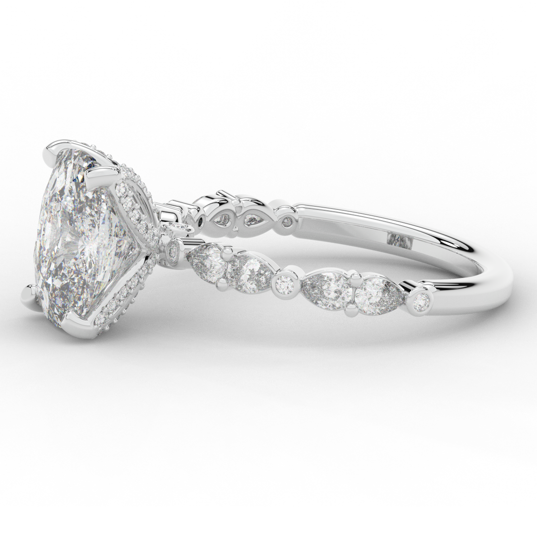 3.60CT.TW CUSHION LAB DIAMOND SOLITAIRE ENGAGEMENT RING