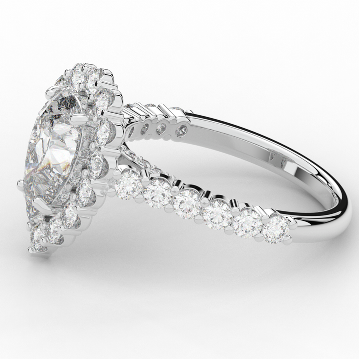 3.10CT.TW PEAR LAB DIAMOND HALO ENGAGEMENT RING