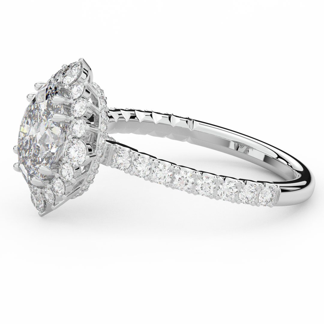 2.80CT.TW OVAL LAB DIAMOND HALO ENGAGEMENT RING