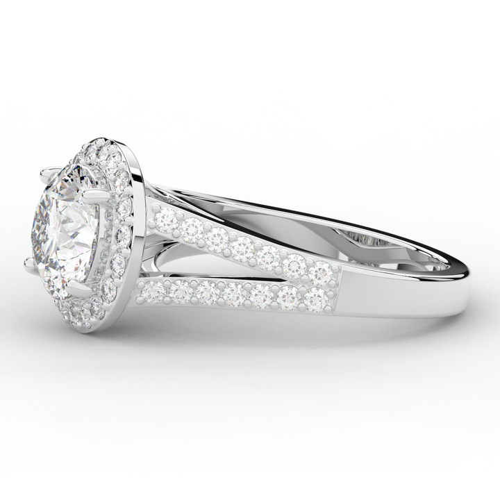 2.50CT.TW ROUND LAB DIAMOND SPLIT SHANK HALO ENGAGEMENT RING - Nazarelle