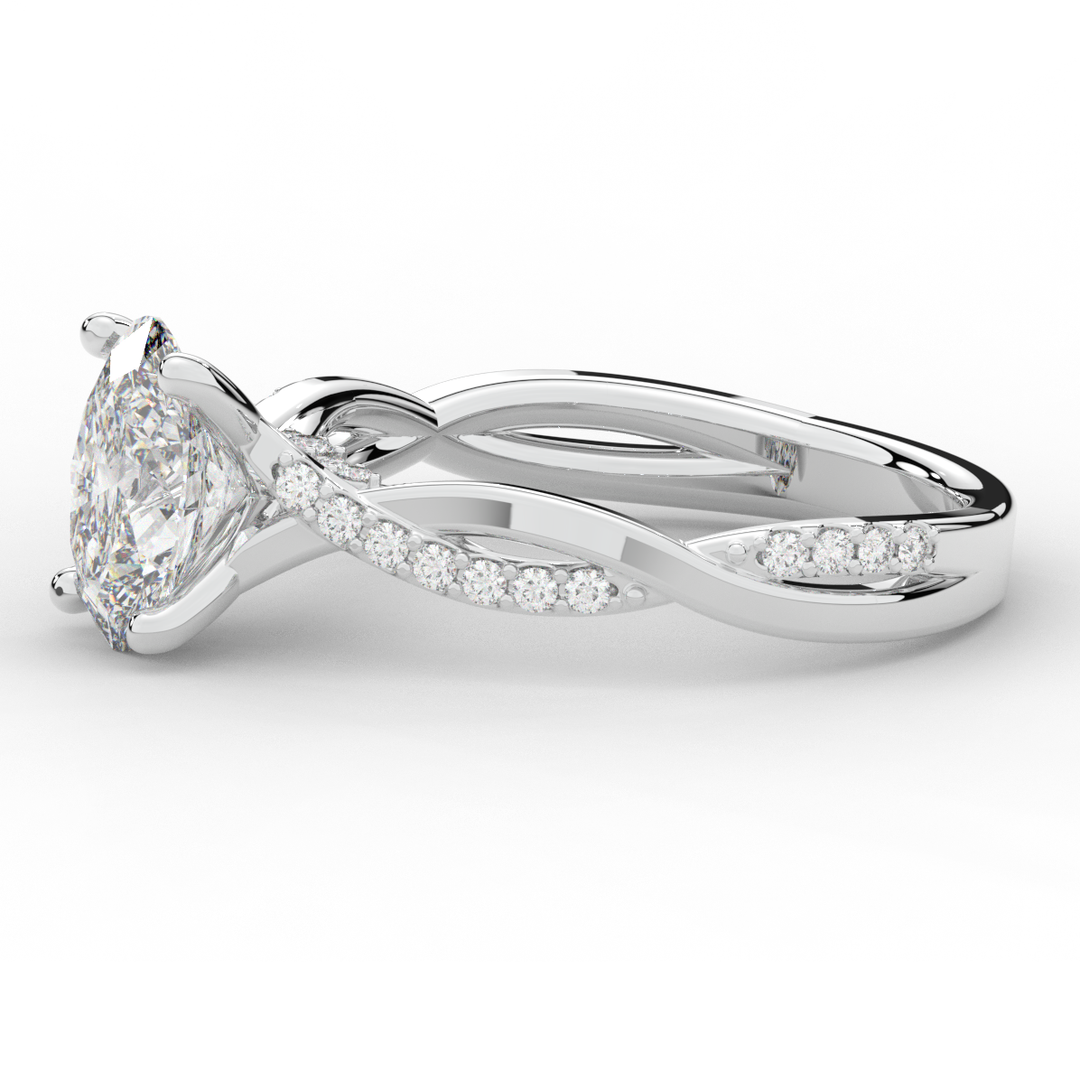 1.70CT.TW OVAL LAB DIAMOND TWIST BAND ENGAGEMENT RING