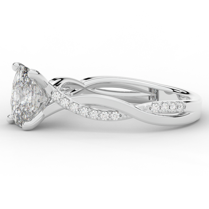 1.70CT.TW CUSHION LAB DIAMOND TWIST BAND ENGAGEMENT RING