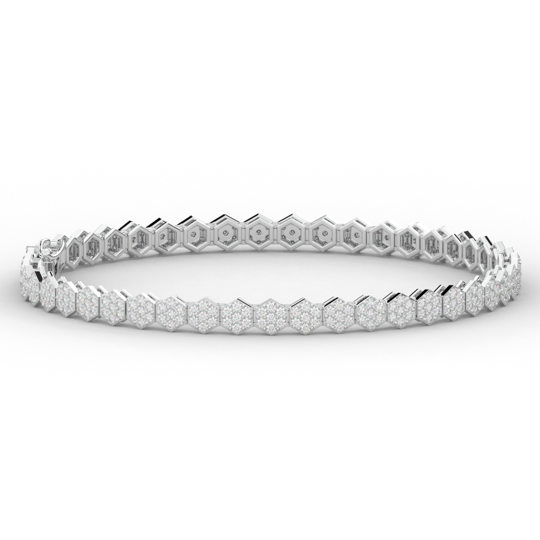 2.50CT.TW ROUND LAB DIAMOND CLUSTER TENNIS BRACELET - Nazarelle