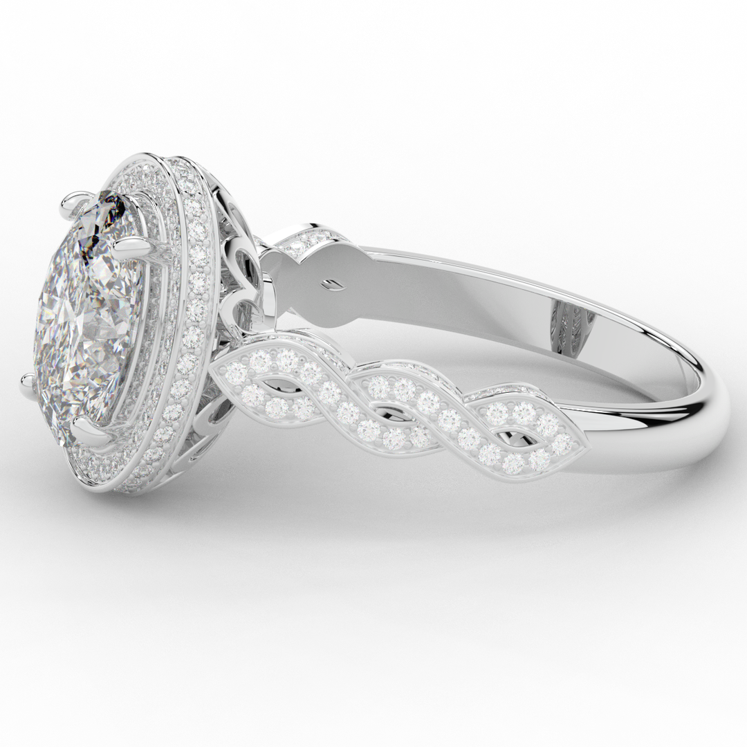 3.10CT.TW OVAL LAB DIAMOND HALO ENGAGEMENT RING