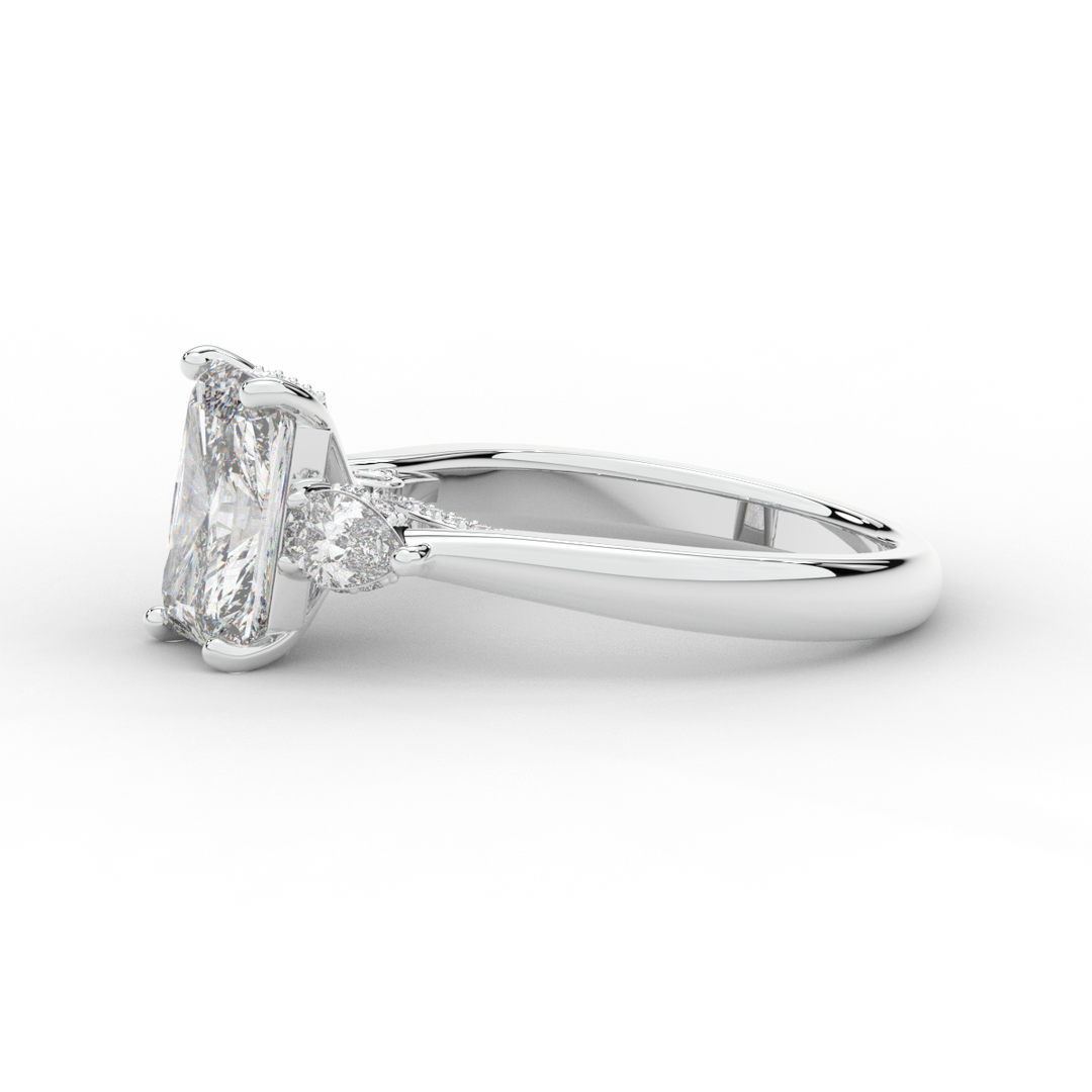 2.40CT.TW RADIANT LAB DIAMOND 3 STONE ENGAGEMENT RING