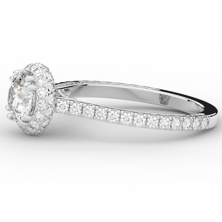 1.90CT.TW ROUND LAB DIAMOND HALO ENGAGEMENT RING