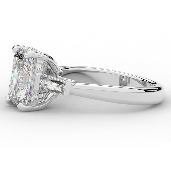 3.45CT.TW RADIANT LAB DIAMOND 3 STONE ENGAGEMENT RING