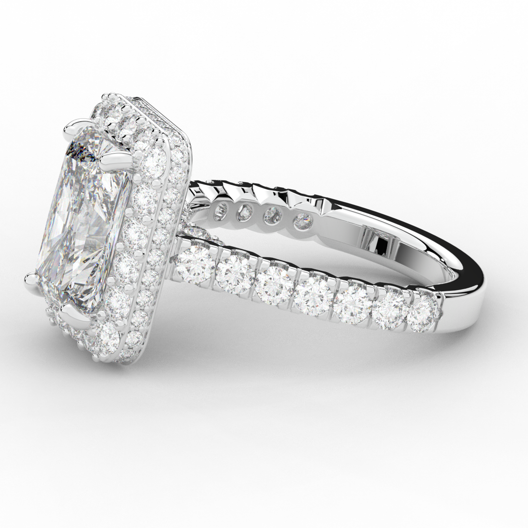 4.50CT.TW RADIANT LAB DIAMOND HALO ENGAGEMENT RING