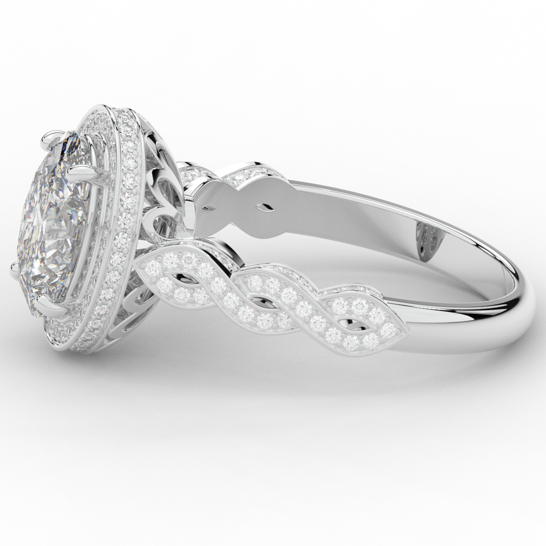 3.10CT.TW OVAL LAB DIAMOND HALO ENGAGEMENT RING