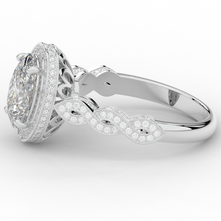 3.10CT.TW OVAL LAB DIAMOND HALO ENGAGEMENT RING