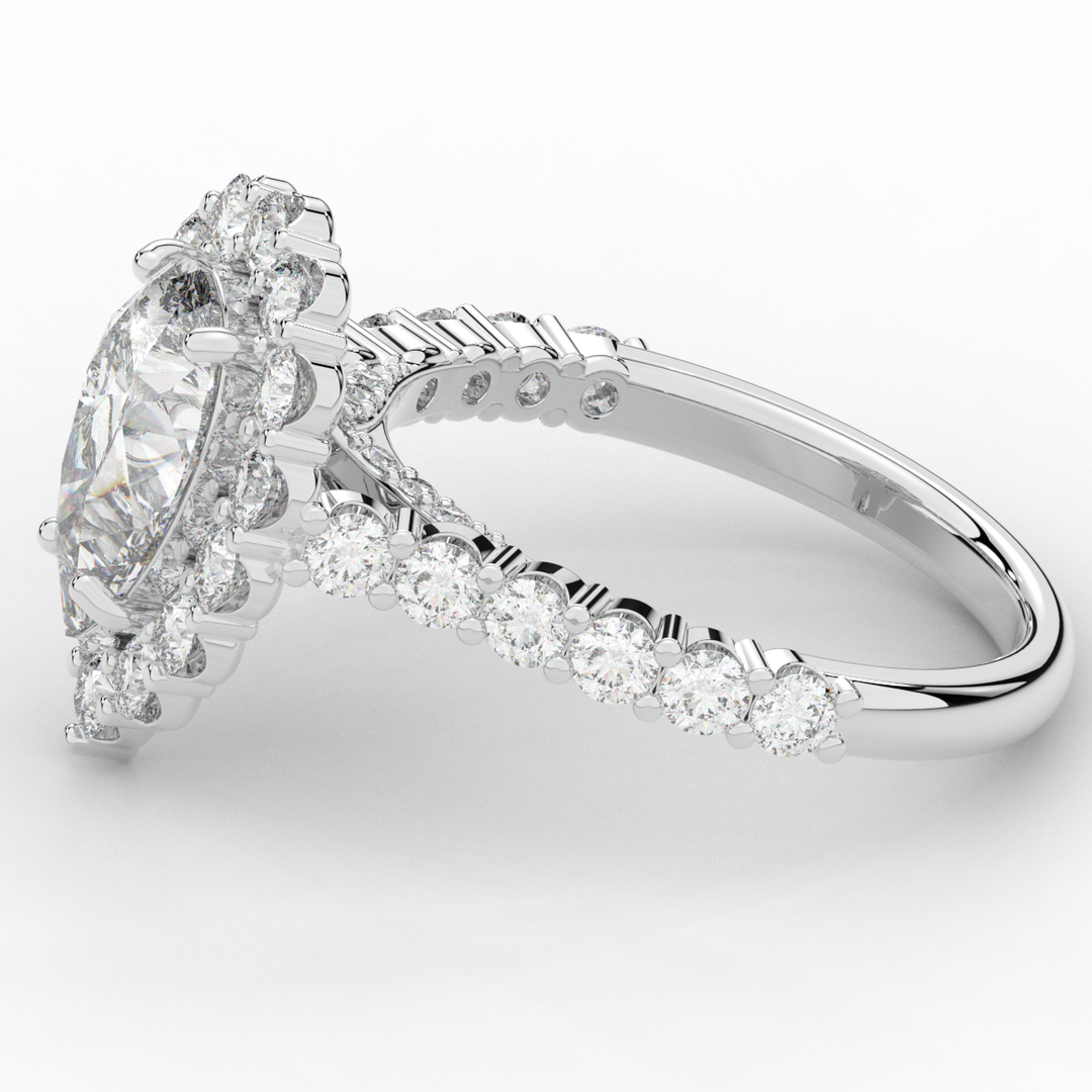 3.10CT.TW PEAR LAB DIAMOND HALO ENGAGEMENT RING