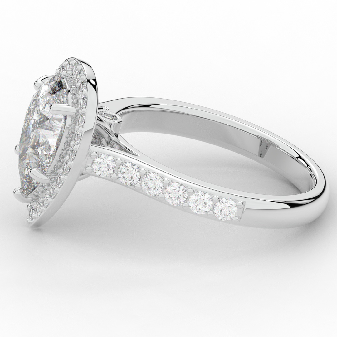 2.50CT.TW PEAR LAB DIAMOND HALO ENGAGEMENT RING