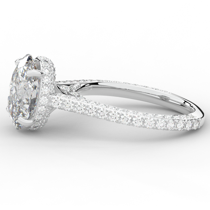 4.00CT.TW OVAL LAB DIAMOND UNDERHALO SOLITAIRE ENGAGEMENT RING