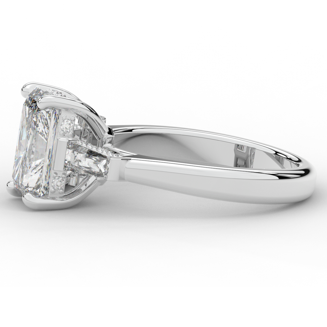 3.45CT.TW RADIANT LAB DIAMOND 3 STONE ENGAGEMENT RING