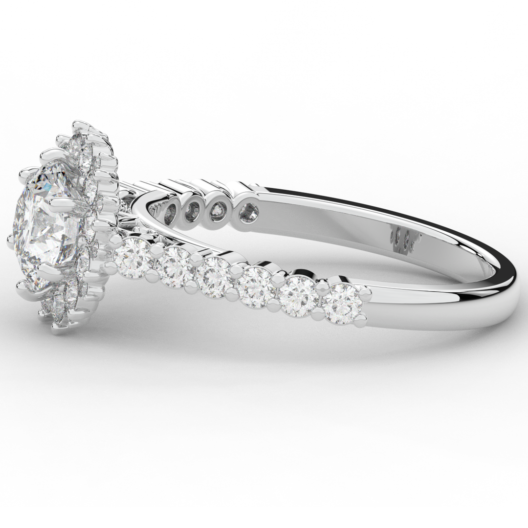 1.60CT.TW ROUND LAB DIAMOND HALO ENGAGEMENT RING