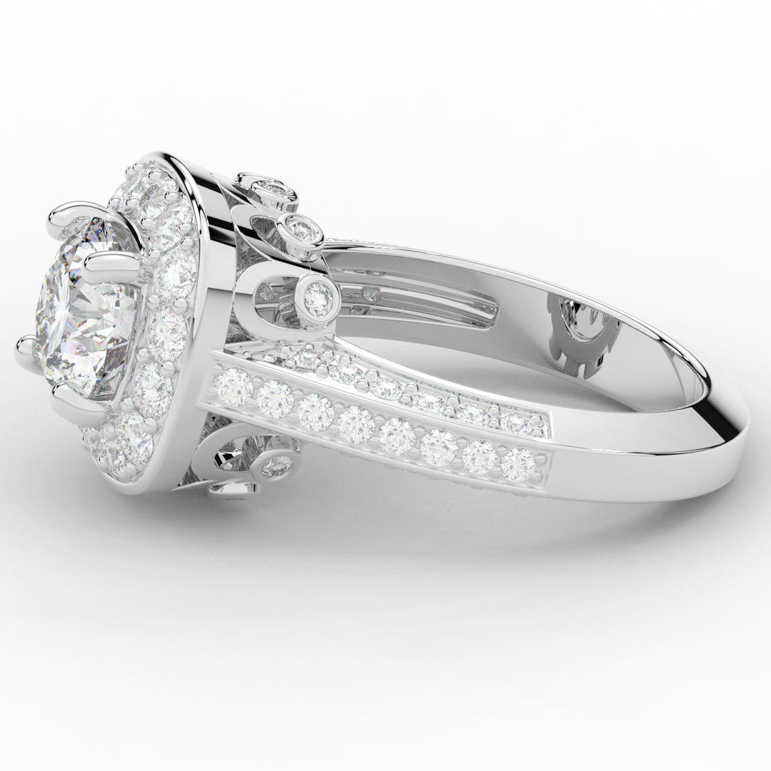 1.50CT.TW ROUND LAB DIAMOND HALO ENGAGEMENT RING