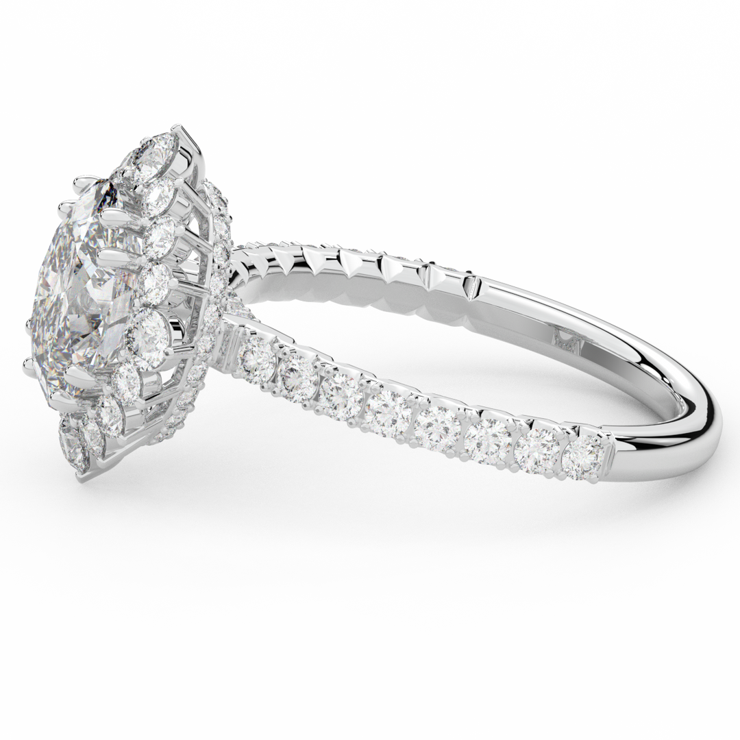 2.80CT.TW OVAL LAB DIAMOND HALO ENGAGEMENT RING