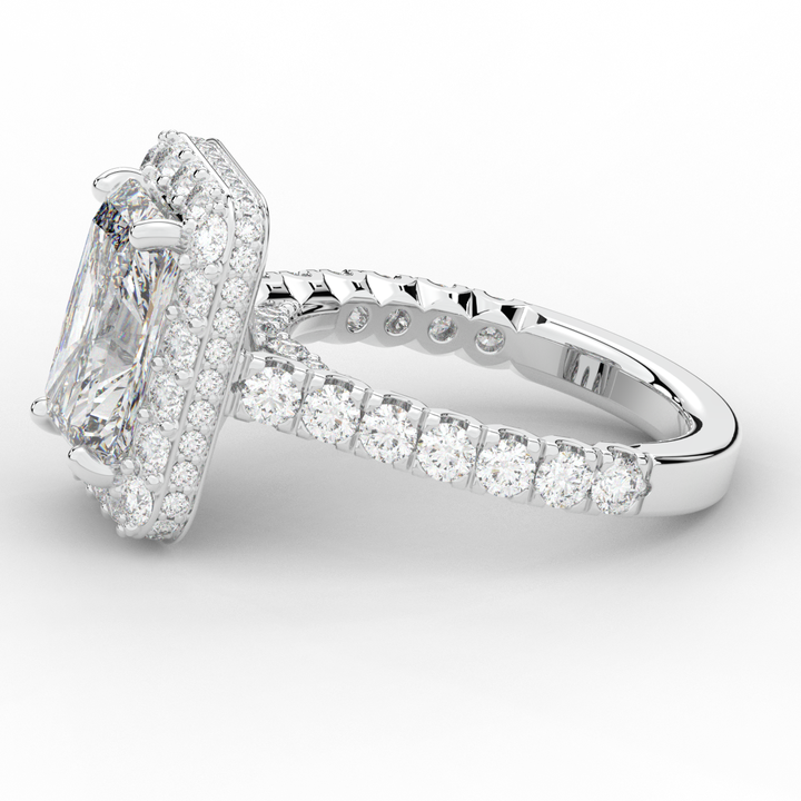 4.50CT.TW RADIANT LAB DIAMOND HALO ENGAGEMENT RING