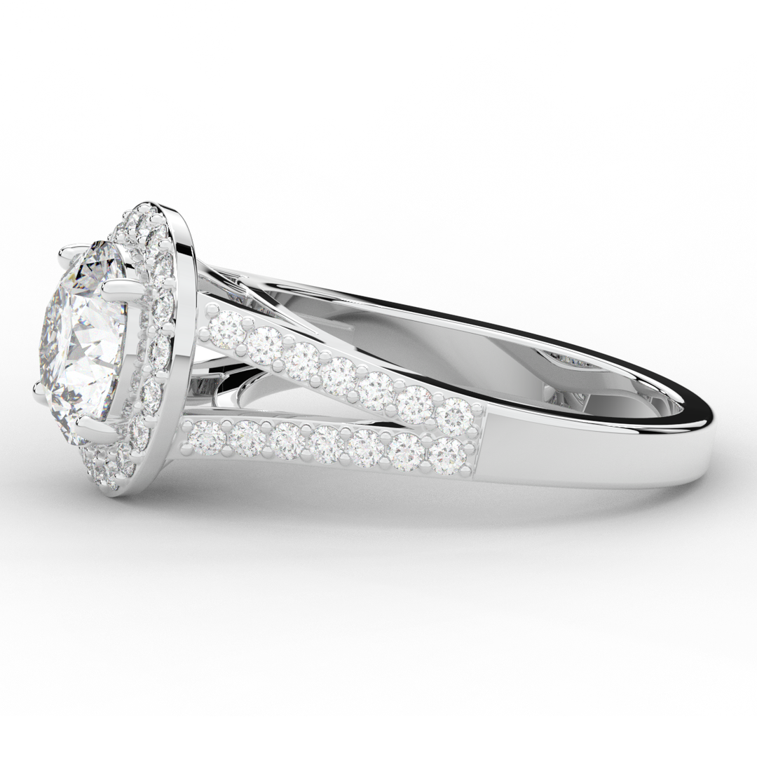 2.50CT.TW ROUND LAB DIAMOND SPLIT SHANK HALO ENGAGEMENT RING - Nazarelle