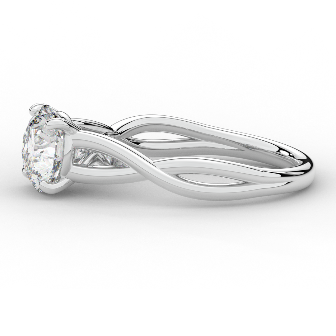 1.50CT ROUND LAB DIAMOND SOLITAIRE TWIST BAND ENGAGEMENT RING - Nazarelle