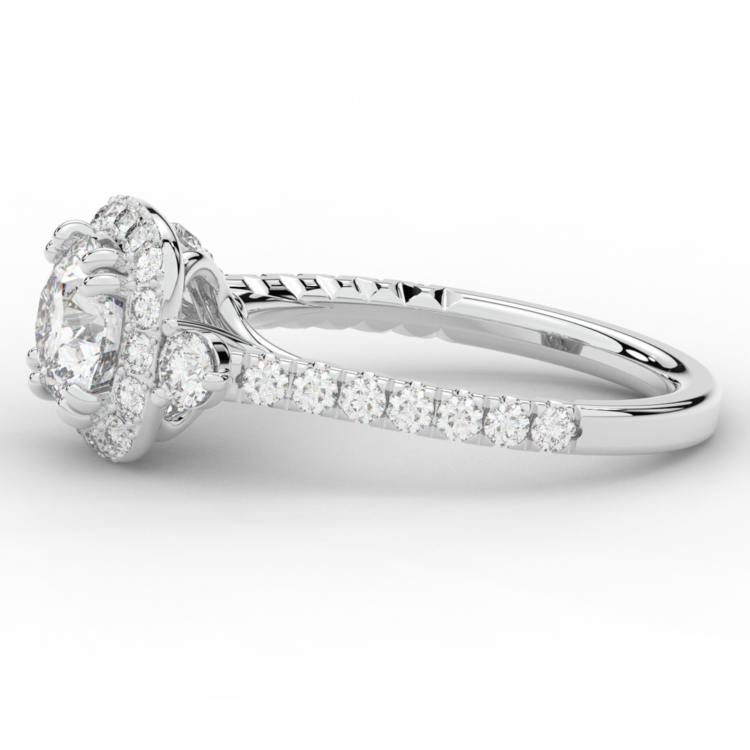 1.75CT.TW ROUND LAB DIAMOND HALO ENGAGEMENT RING