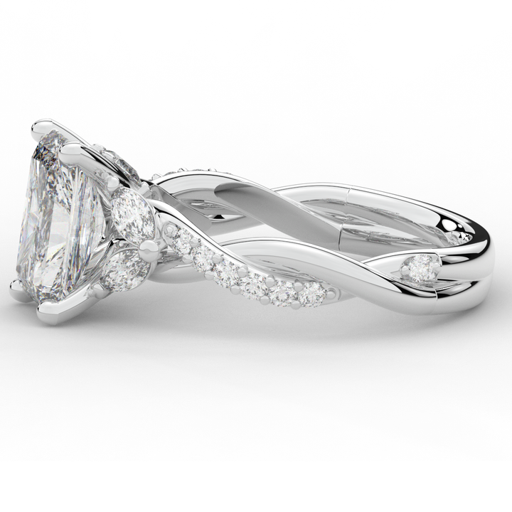 2.40CT.TW RADIANT LAB DIAMOND TWIST BAND ENGAGEMENT RING