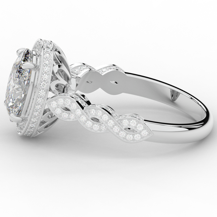 3.10CT.TW OVAL LAB DIAMOND HALO ENGAGEMENT RING