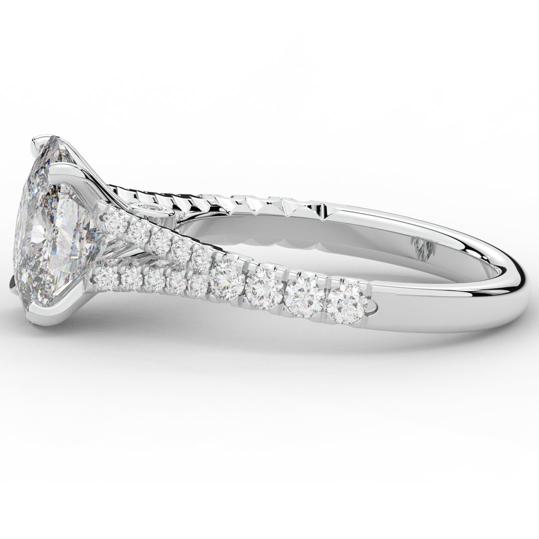 3.45CT.TW CUSHION LAB DIAMOND ENGAGEMENT RING